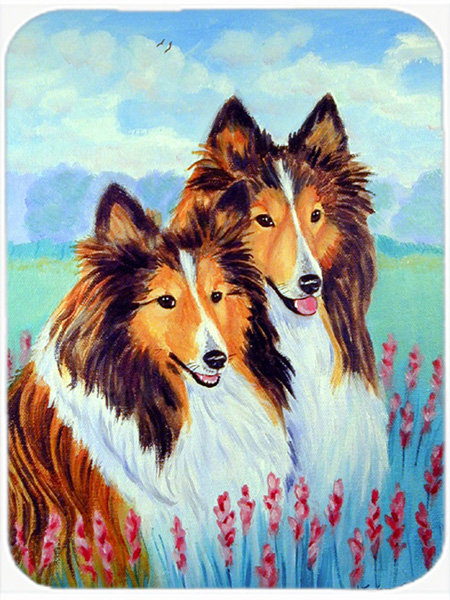 Caroline's Treasures Two Shelties Glass Cutting Board