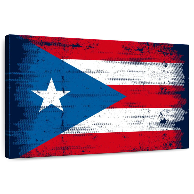 Borges Dark Puerto Rican Flag, 34" H x 51" W