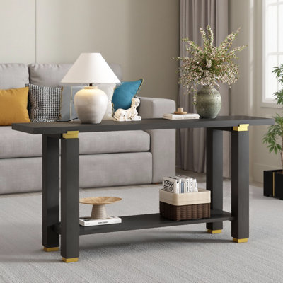 Console 62,9 po moderne en pin massif avec accents métalliques
