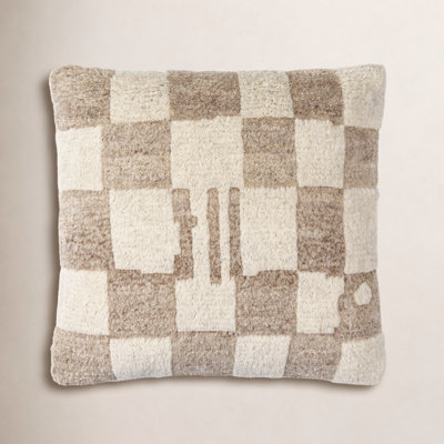 Raven Checkered Wool Blend Throw Pillow