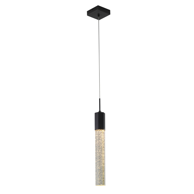 Luminaire suspendu en or 1 lumière avec détails en cristal, Noir