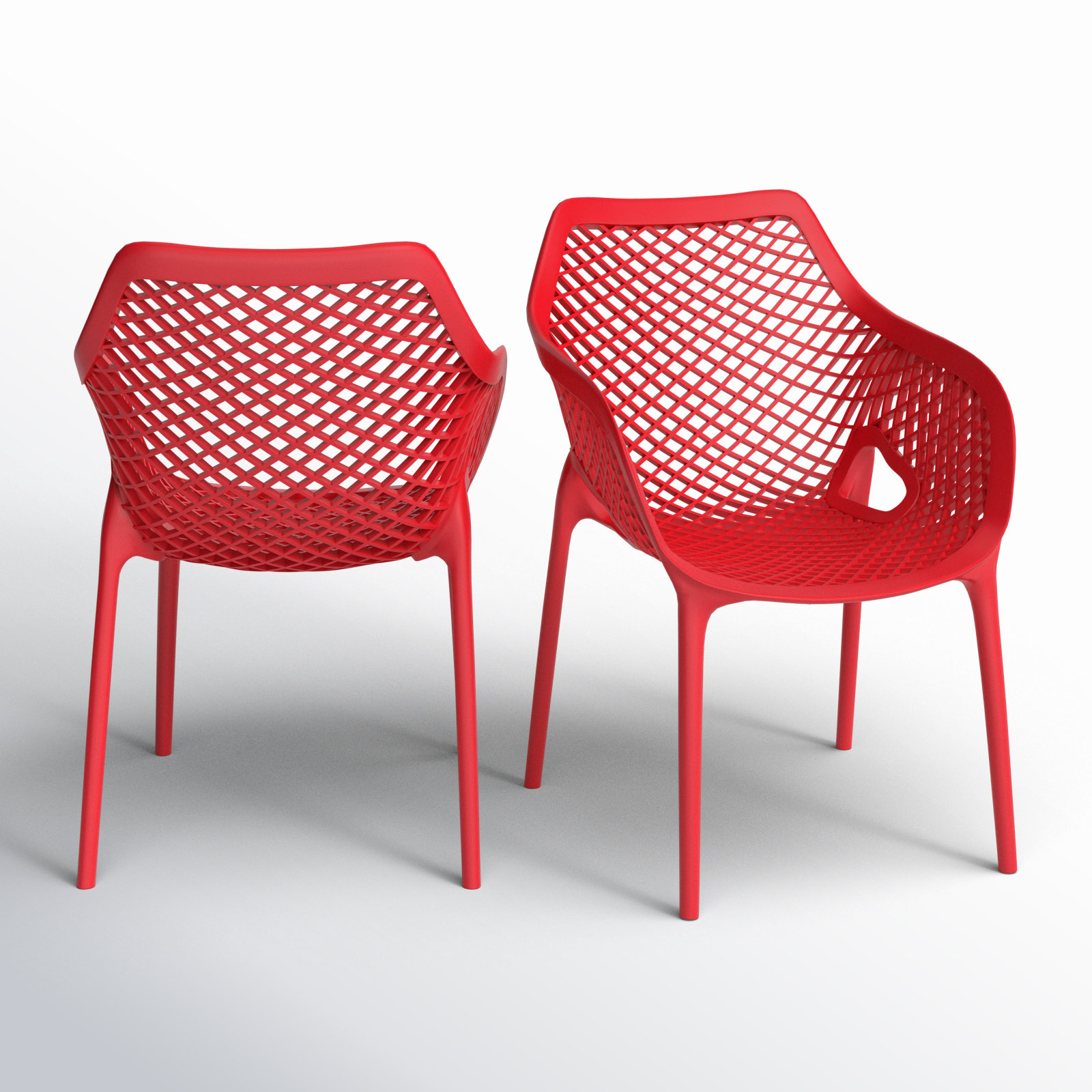Farrah Premium All-Weather Outdoor Stacking Dining Armchair, Red
