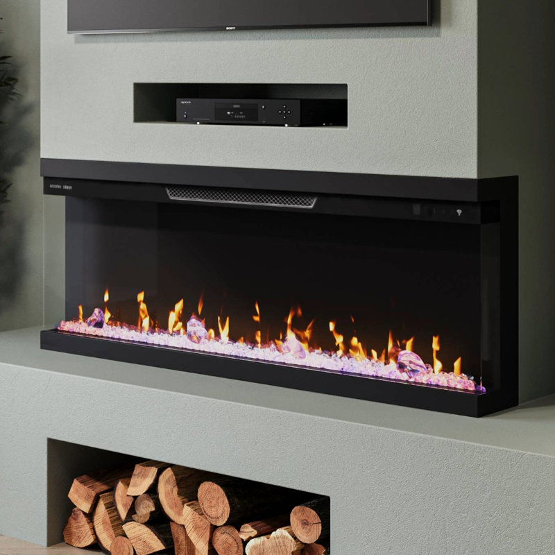 Modern Ember Aerus Skyline Linear Multi Sided Smart Electric Fireplace - Alexa & Google Asst, 20.3” H x 50” W x 7.7” D  