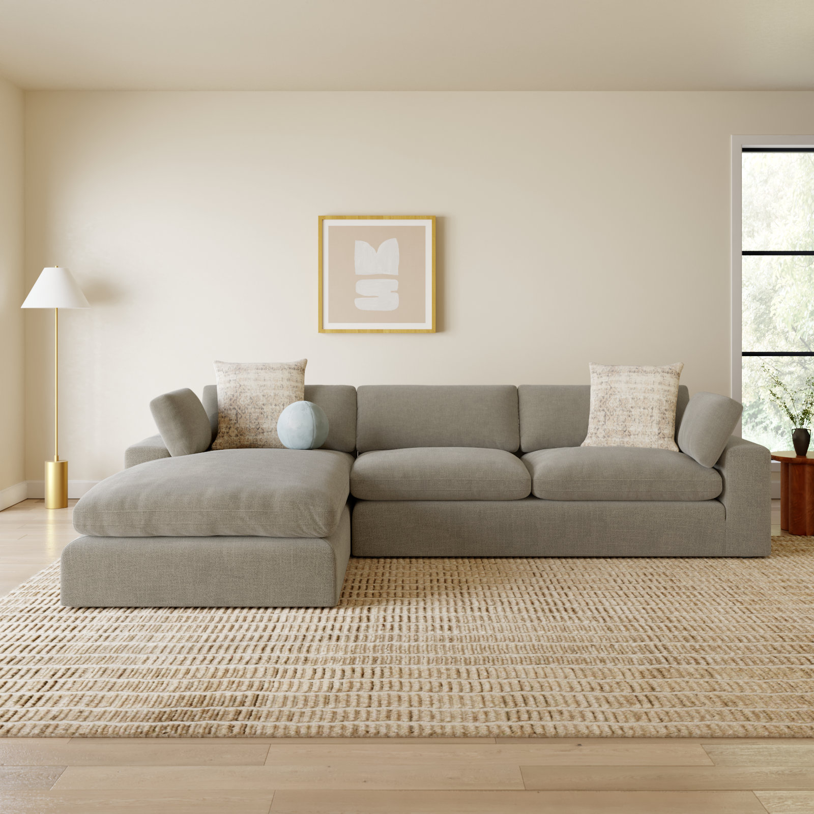 Asher 2 - Piece Upholstered Chaise Sectional , Left Hand Facing, Effie Flax Performance Linen