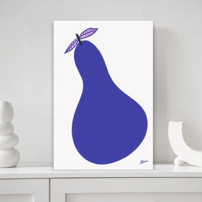 Blue Pear Minimalist Modern Vibrant Fruit Plant Wall Art