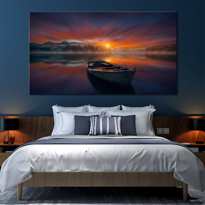 Tranquil Lake Sunrise - Wrapped Canvas Print, 61cm H x 110cm W