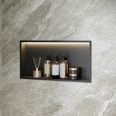 25" X 13" Stainless Steel Wall Niche / Shower Shelf, Built-In Recessed Storage For Bathroom