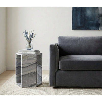 Side Table, Hexagonal End Table For Living Room