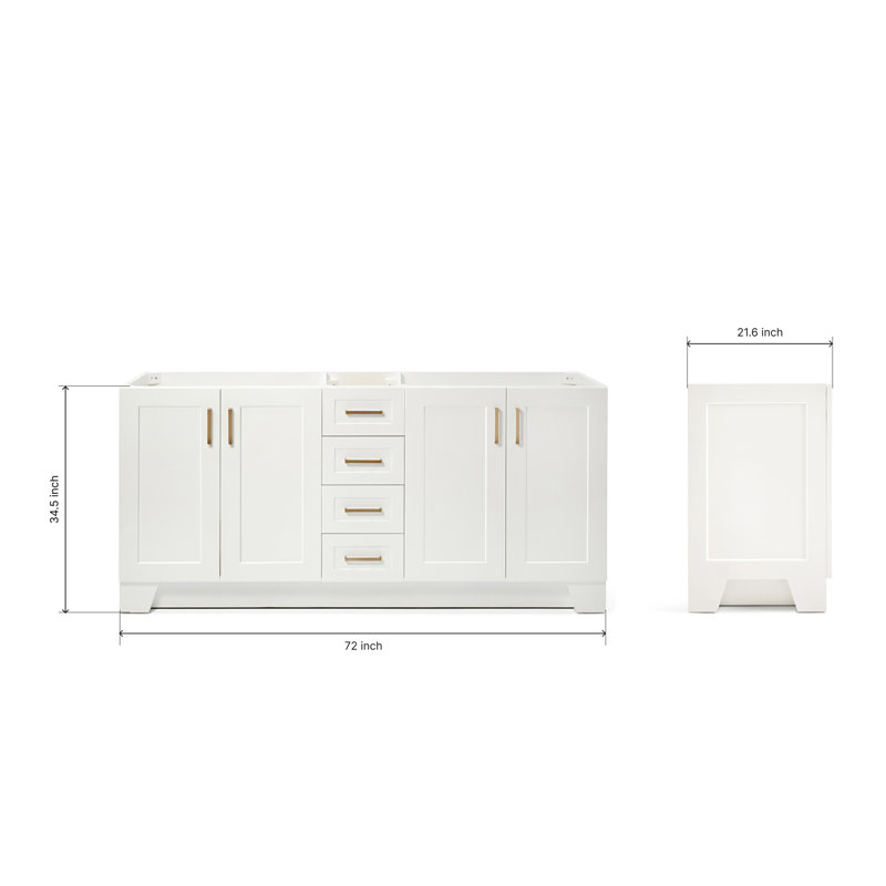 72" Double Bathroom Vanity Base Only, White