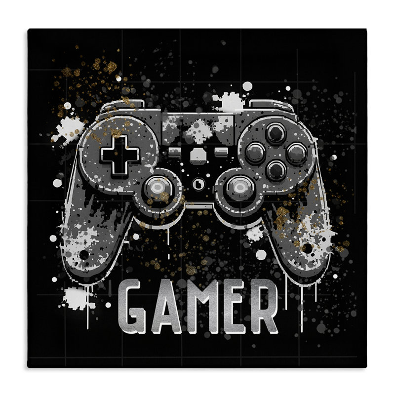 Art mural sur toile Pixel Style Gamer par Kim Allen, H 17 po x l 17 po