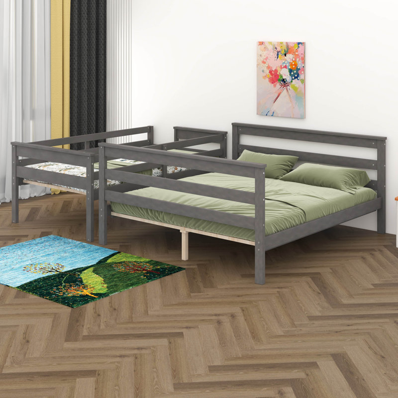 Wood Twin XL Over Queen Bunk Bed With Ladder