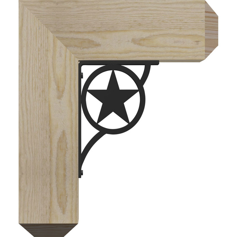 4"W x 13 1/2"D x 16"H Austin Craftsman Ironcrest Rough Sawn Bracket, Douglas Fir (2"W x 5 1/2"D x 8"H Iron Bracket)