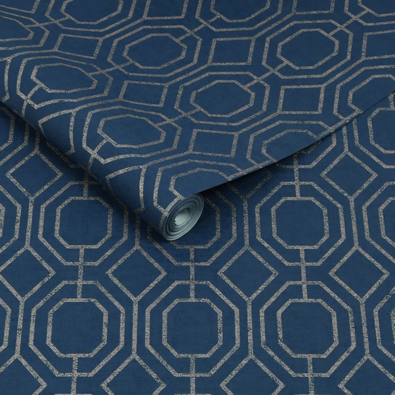 Superfresco Easy Luxe Geometric Wallpaper, Navy
