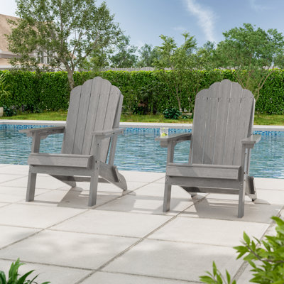 Heavy Duty HDPE Folding Adirondack Chair 350 lbs Capacity, Outdoor Adirondack Chair With Cup Holder for Patio, Lawn and Balcony