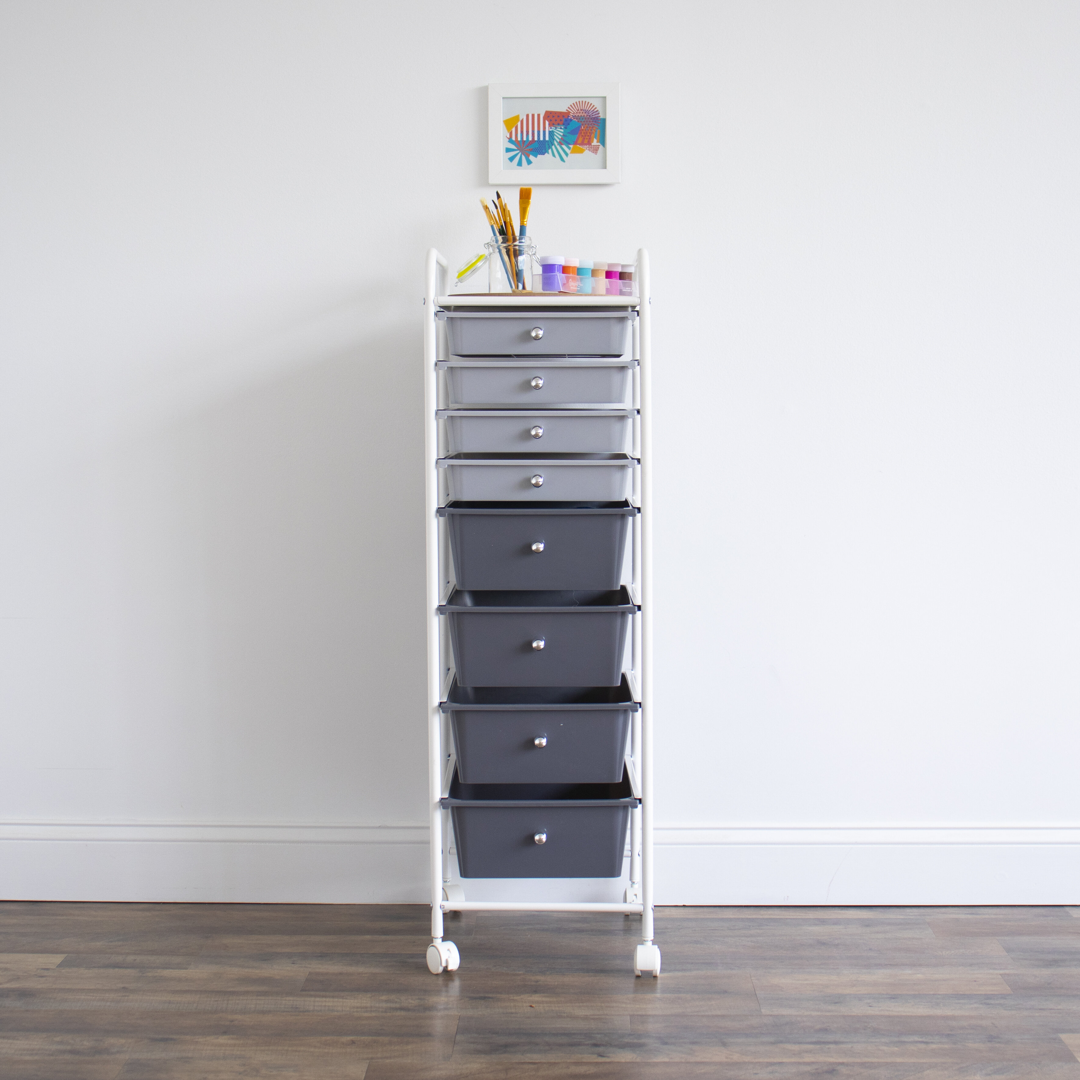 Costway 2-Drawer Dresser Stackable Horizontal Storage Organizer w/Handles  White