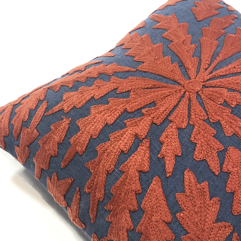 Embroidered Linen Throw Pillow