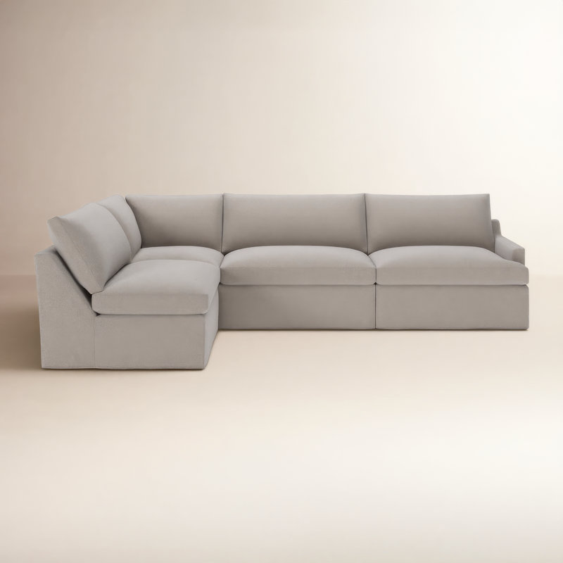Canapé modulaire 4 pièces Wrenley, Boucle Apollo Pebble, Orienté à gauche (vu de face)