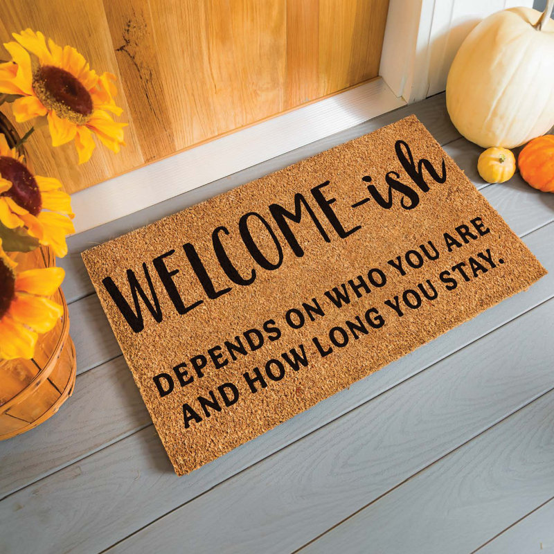 Clontarf 28 in. x 16 in. "Welcome-Ish" Indoor/Outdoor Coir Doormat
