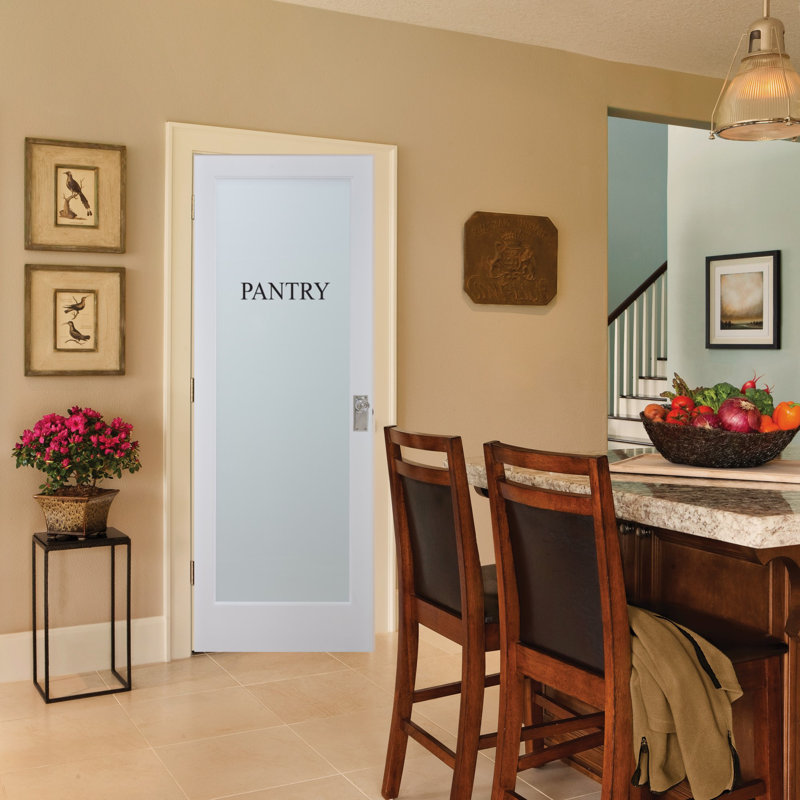 Primed Right-Handed MDF Prehung Door with Frosted Glass