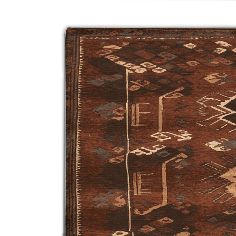 Turkish Brown Indoor and Outdoor Area Rug, Rectangle 2' x 3'