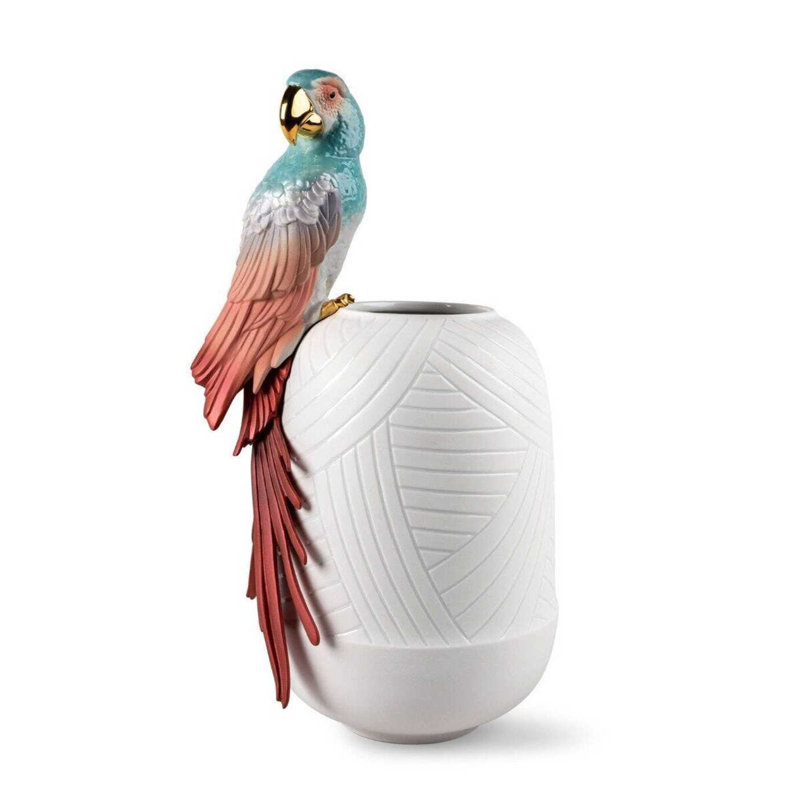 Vase de table en porcelaine fait à la main, Bleu / rouge / blanc