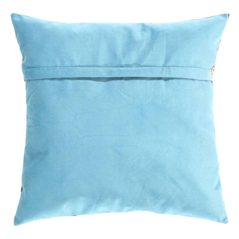 Coussin décoratif en velours, H 20 po x l 20 po, Carré, Bleu marine / jaune