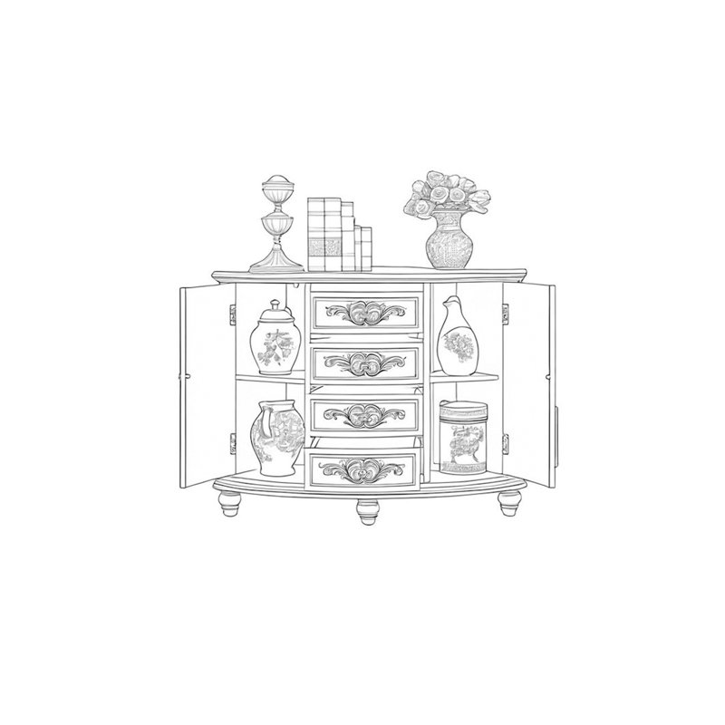 Rustic Corner Cabinet with Vintage Handles, Off White
