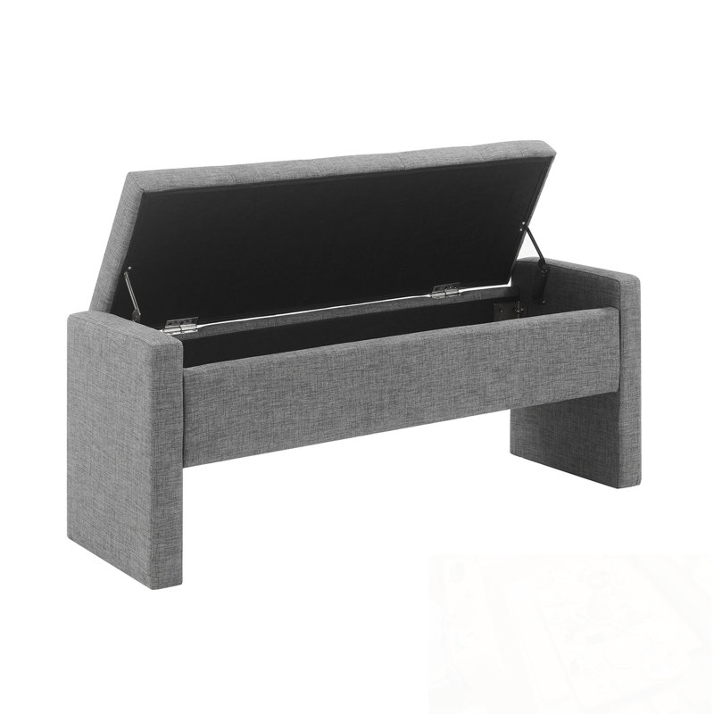Banc rembourré avec rangement à rabat, Gris foncé