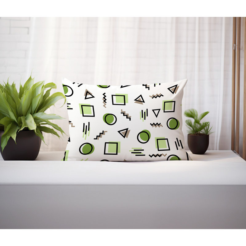 Coussin lombaire réversible intérieur / extérieur Prisma Abstract, Rectangle H 14 po x l 20 po, Chartreuse