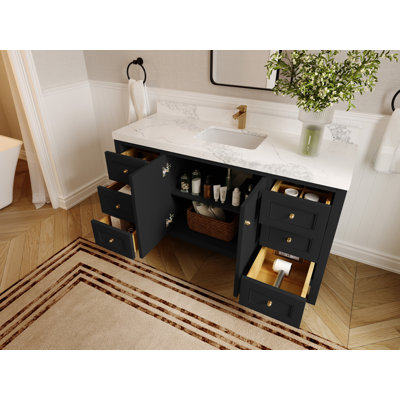 Nashville 60 In. W X 22 In. D Single Sink Bathroom Vanity In With 2 In. Quartz