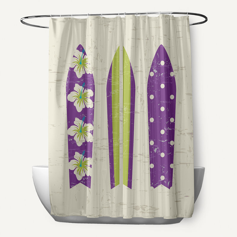 Rideau de douche simple Almeida, Mauve, vert