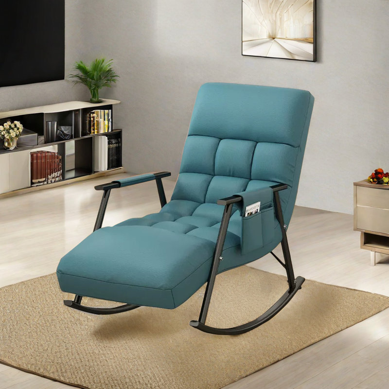 Chaise berçante réglable ergonomique en métal, Turquoise, Noir