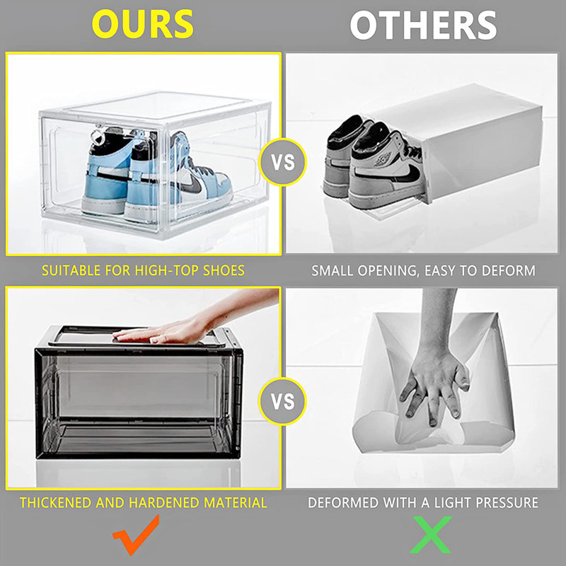 6 Pair Stackable Shoe Storage Box, Clear