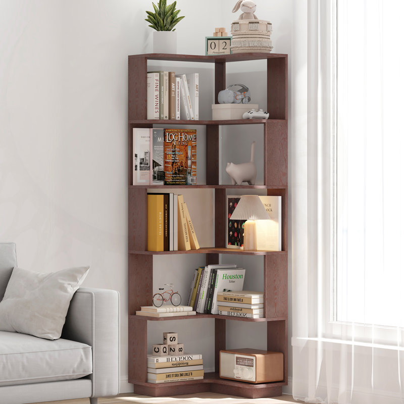 64.57'' H Corner Bookcase, 5 Tier Freestanding L-Shaped Corner Bookshelf, With Anti-Drop Panel, Display Shelf With Open Storage For Living Room Home Office, 