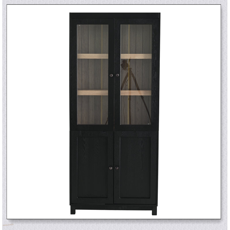 Bibliothèque avec rangement en bois de frêne 74,5 po H