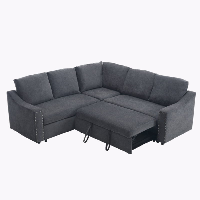 Canapé-lit en chenille 81,5 po Idalmis, Gris chenille