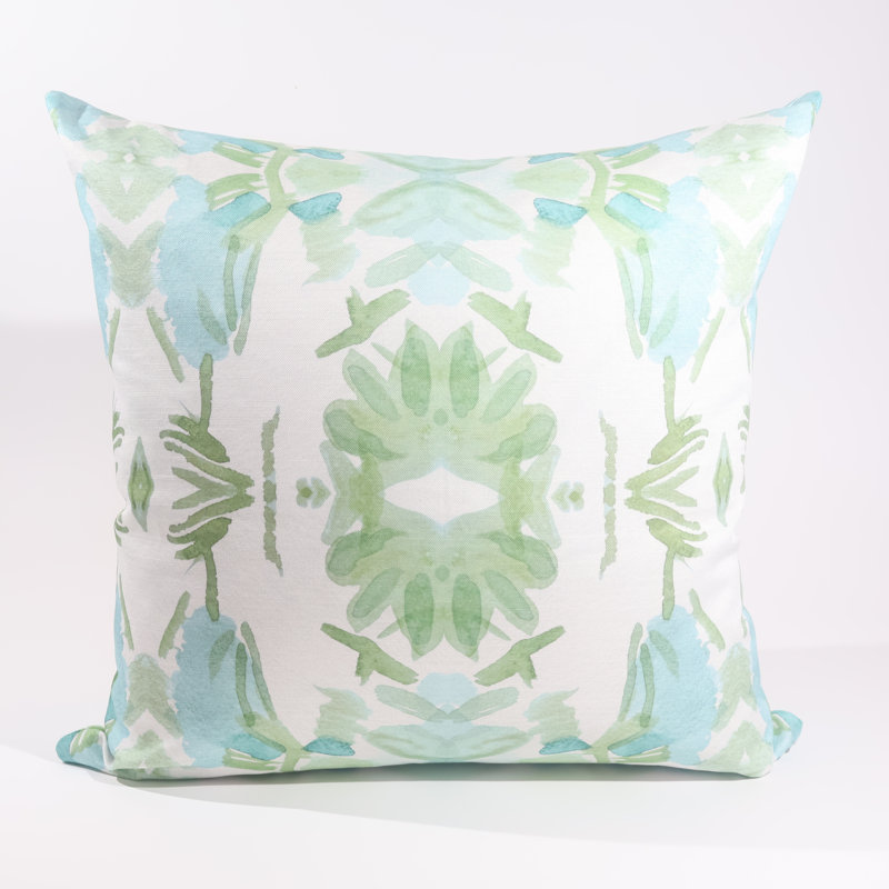Wildflowers I Large Repeat Luxury Throw Pillow, 22"H x 22"W, Blue/Sage Green Floral