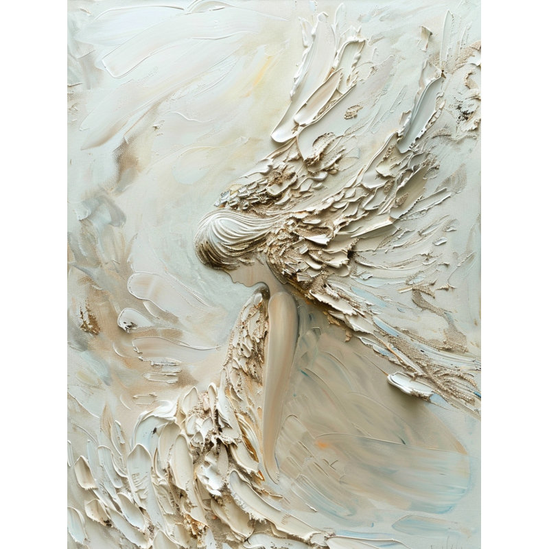 Impression sur toile ivoire en relief, L 30 po x H 40 po x P 1,5 po