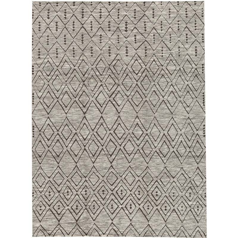 Tapis gris marocain de haute qualité noué à la main