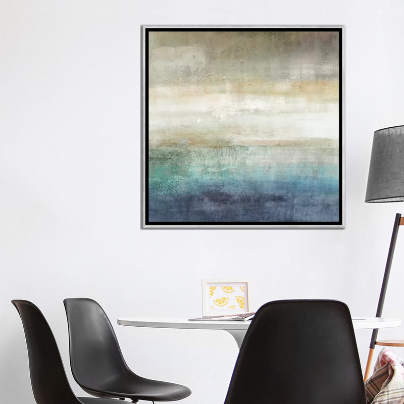 Reproduction d’art, "Mountain Lake" par Nan, H 37 po x l 37 po x P 1,5 po, Toile avec cadre argenté, Pas de tapis