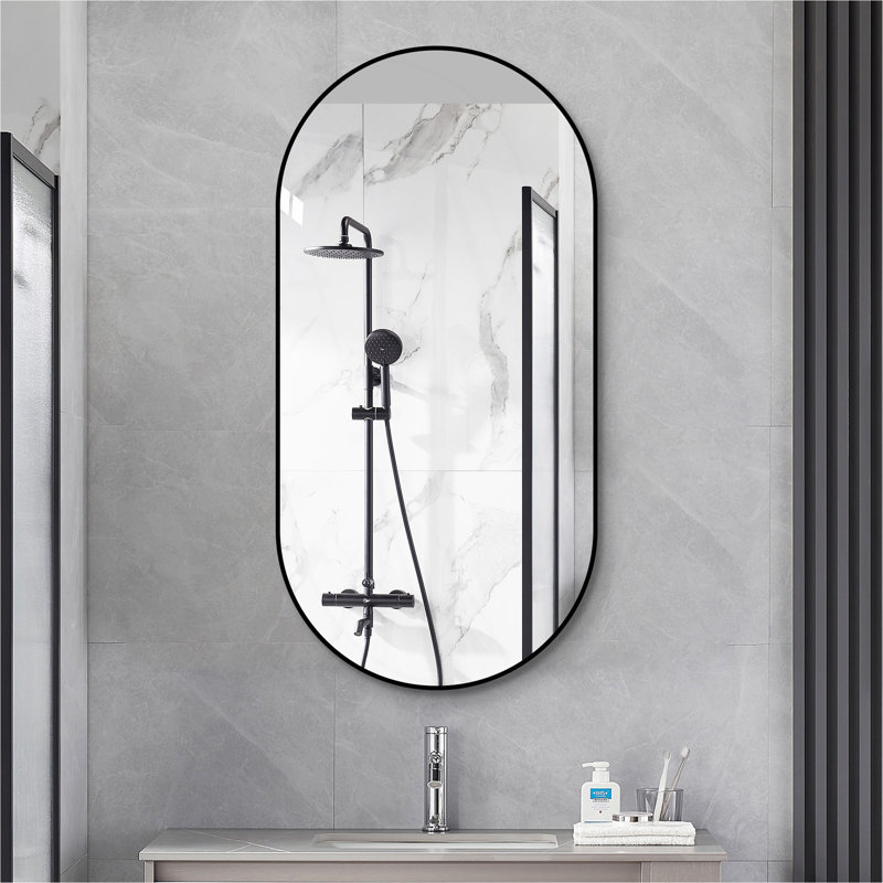Miroir mural de salle de bain 48 po x 24 po, miroir mural encadré pour la salle de bain, suspendu vertical ou horizontal, miroir HD moderne pour la chambre à coucher, vestibule
