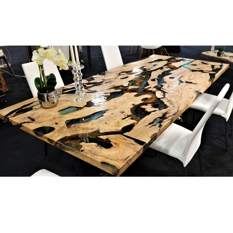 Metal Base Dining Table, H75 x L244 x W122cm
