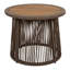 Table d'appoint conique en corde beige foncé, plateau en bois d'acacia au fini teck, capacité de 150 lb, aucun assemblage requis, table d'appoint ronde à tissage ouvert moderne pour salon de patio-963619713-963619718