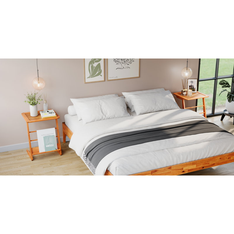 Ensemble de chambre à coucher Jaxson 3 pièces, cadre de lit queen en bois massif d'acacia avec 2 tables de chevet assorties
