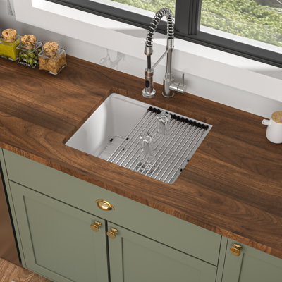 28"L x 19"W Undermount Workstation Quartz Kitchen Sink Granite Composite Single Bowl Kitchen Sink with Bottom Grid,Roll-up Rack