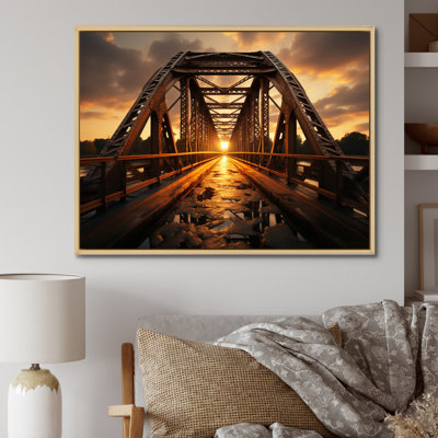 Pont jaune à l'aube II - reproduction d'art sur toile