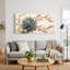 Art mural sur toile, bleu, vert, agave et branches rouges-133892822