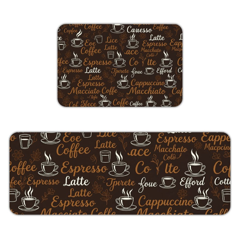 Ensemble de 2 tapis de flanelle à motif de tasse à café