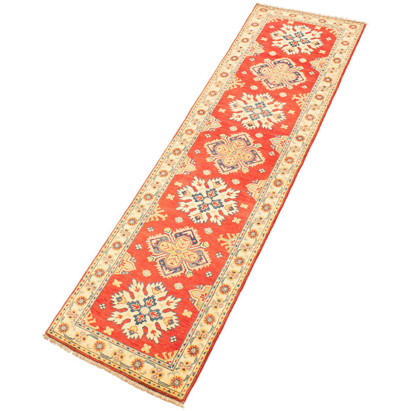 Tapis de couloir unique en laine noué à la main style Ouzbék gazni des années 2010 de 2 pi 7 po x 9 pi 6 po rouge Gorm