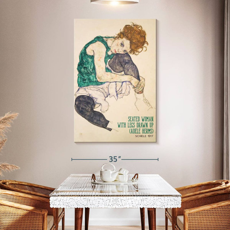 Femme assise, affiche d'exposition Schiele, H 51 po x l 34 po